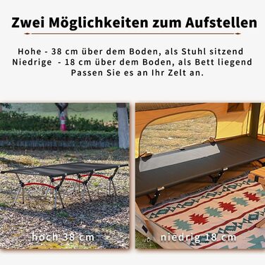 Легке туристичне ліжко TOMOUNT з алюмінієвого сплаву для кемпінгу, відпочинку на балконі, у саду, намету та подорожей на природі (чорне)