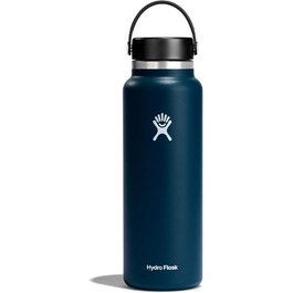 Термобутилка HYDRO FLASK 1180 мл з нержавіючої сталі, ізольована спортивна пляшка для води з герметичною кришкою Flex Cap, зручний ремінець, для спорту та подорожей, придатна для миття в посудомийній машині, широке горло, колір індиго