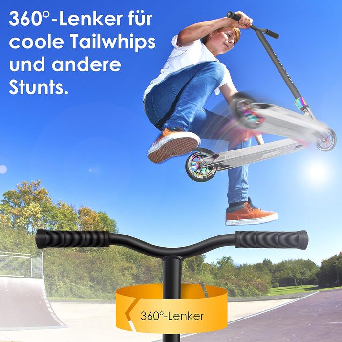 Трюковий самокат KESSER X-Limit-Pro 360° з підніжкою, підшипниками ABEC 9, 110 мм PU колесами, для дітей і дорослих