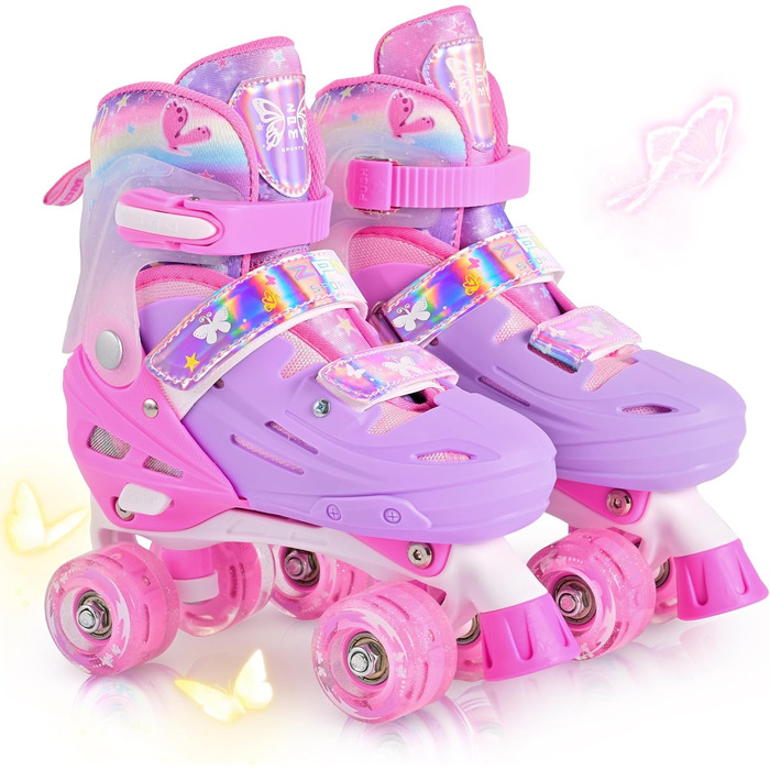 Роликові ковзани 2PM SPORTS для дітей: регульовані, рожево-блакитні, розмір 32-36 EU