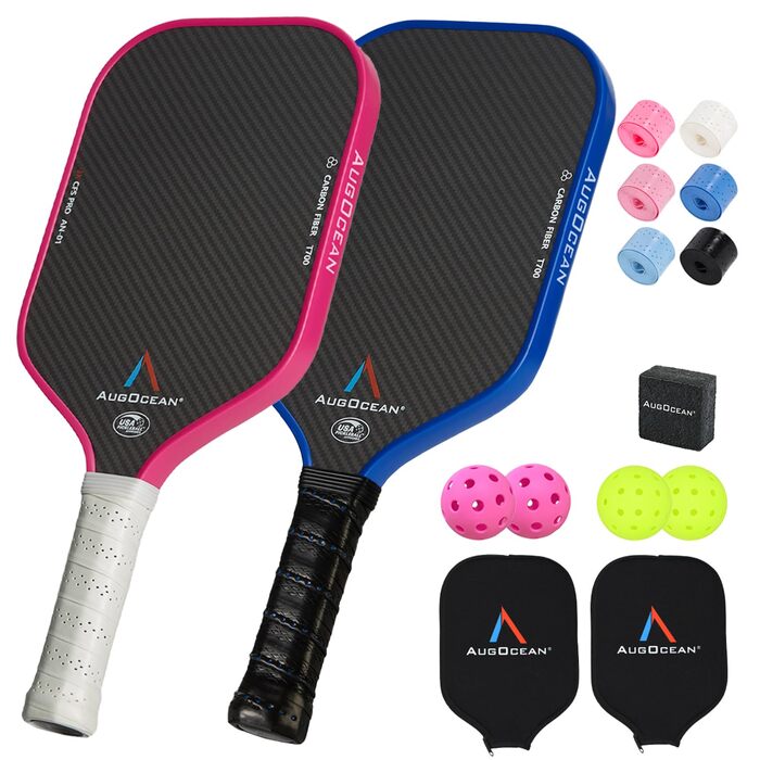 Набір ракет для піклболу Pro, 2 шт. з вуглецевого волокна 3K, USAPA, рожевий та блакитний