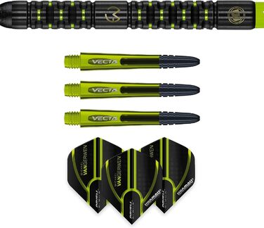 Дротики WINMAU Michael Van Gerwen MvG Adrenalin 22 г професійні, вольфрамові, з м'яким наконечником, комплект з оперенням і стрижнями