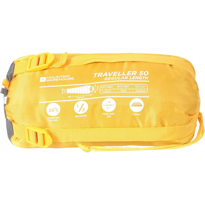 Сплячий мішок Mountain Warehouse Traveller 50 - 220 x 80 x 50 см - вітростійкий, блакитно-зелений, регульована довжина