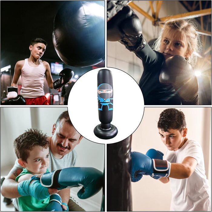 Боксерський мішок для дітей Karate 65 см зі стійкою для тренувань. Дитячий боксерський тренажер для фітнесу та єдиноборств, чорний