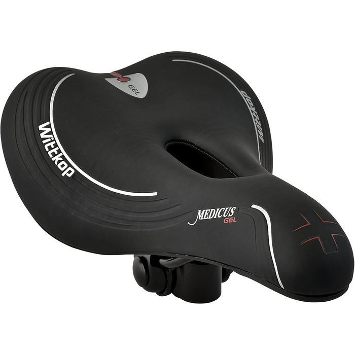 Велосипедне сідло Büchel WITTKOP з 3 зонами комфорту та гелевою амортизацією | Зручне сідло для жінок та чоловіків | MTB, Trekking, City, Чорний