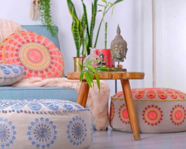 Пуф для сидіння Mandala Life ART Round Boho (60x20 см, червоний) - декоративний, бавовняний, без наповнювача