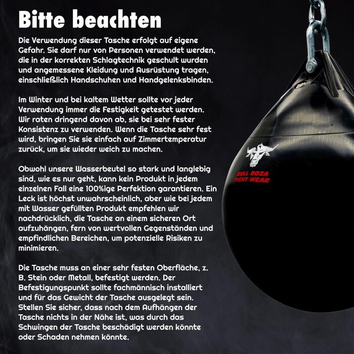 Водонепроникний боксерський мішок Bull Doza Fight Wear, міцний, три розміри, L (48 см), 53 кг