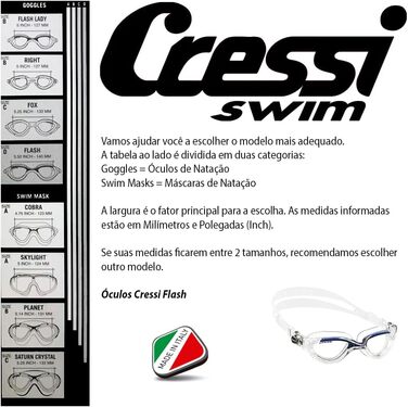 Окуляри для плавання CRESSI Flash (чорно-червоні) з прозорими лінзами: для басейну, триатлону, снорклінгу. Антифог, захист від подряпин та UV