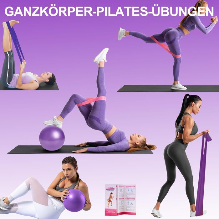 Набір для пілатесу HELISAN: Магічний кільце 38 см, фітбол 25 см, 5 еластичних стрічок, інструкція. Для дому