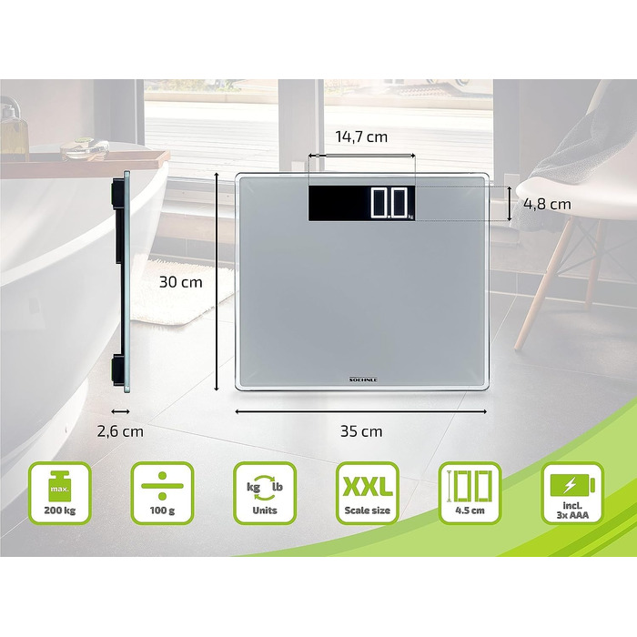 Електронна вага Soehnle Style Sense Comfort 600 для людей, LCD-дисплей, до 200 кг, безпечна платформа