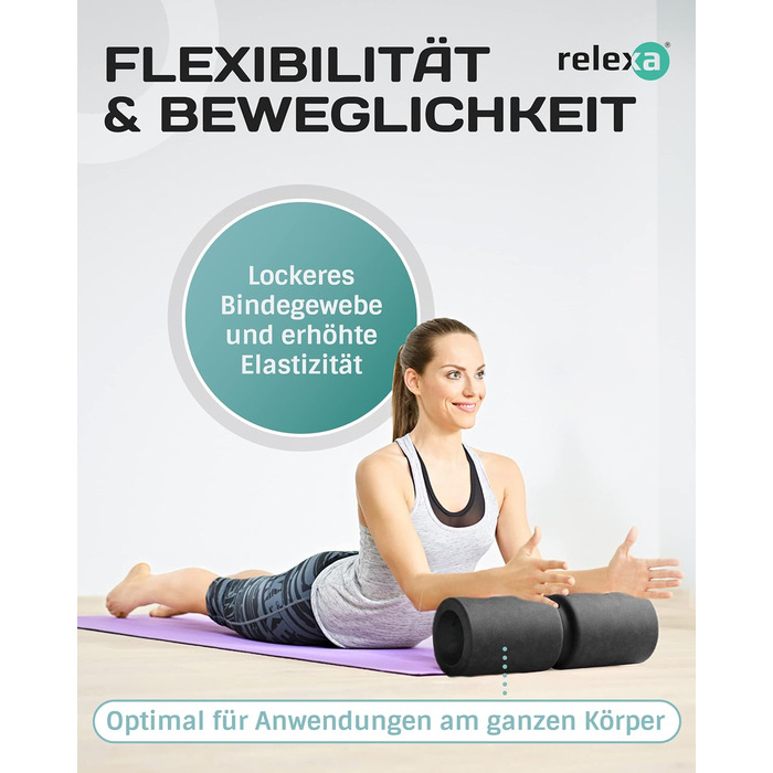 Ролик для масажу фасцій relexa Comfort з канавкою для хребта, масажер для всього тіла від напруги, 38x13 см, помаранчевий, з eBook