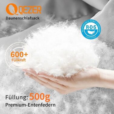 Сплячий мішок пуховий зимовий, 600FP+ преміум-пух, 12°C -24°C, легкий та теплий для 3-4 сезонів, кемпінг, трекінг, походи, оранжевий