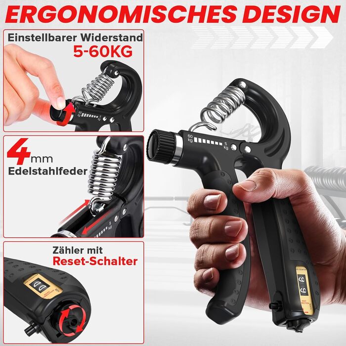 Набір для тренування хватки FUNFLEX: 5 шт. (чорний)