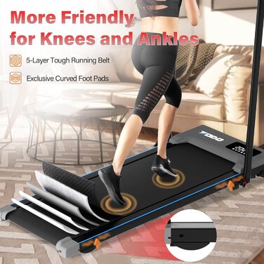 Біговий тренажер для дому з 3 рівнями нахилу, Walking Pad з APP, 2 в 1 складаний біговий тренажер до 12 км/год, під стіл, LED-дисплей та пульт керування, сірий