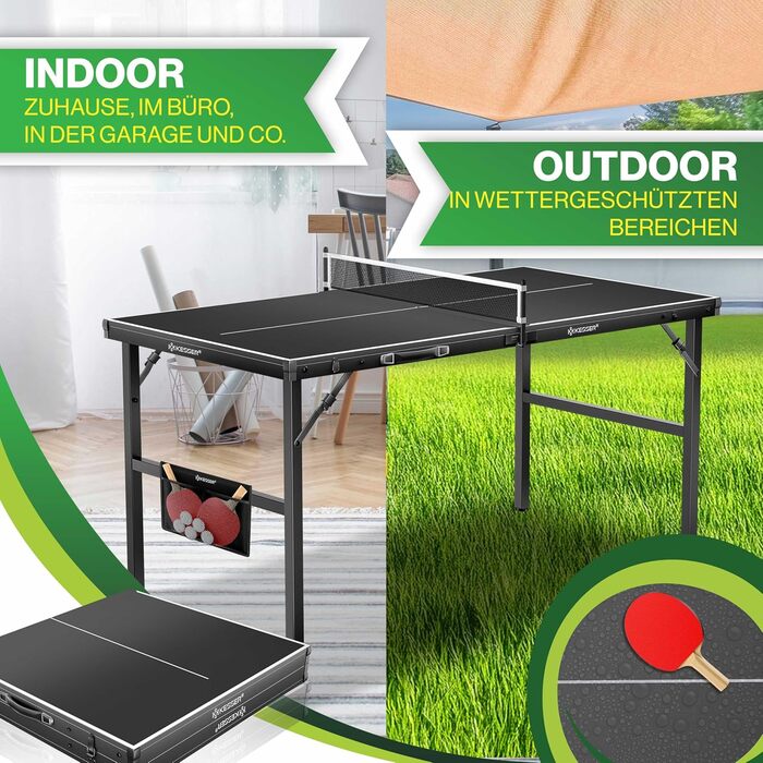 Набір для пінг-понгу KESSER® Mini з ракетками, м'ячами та сіткою | Розкладний стіл для гри в настільний теніс | Ігровий набір для дітей та дорослих | 153 x 76,5 см