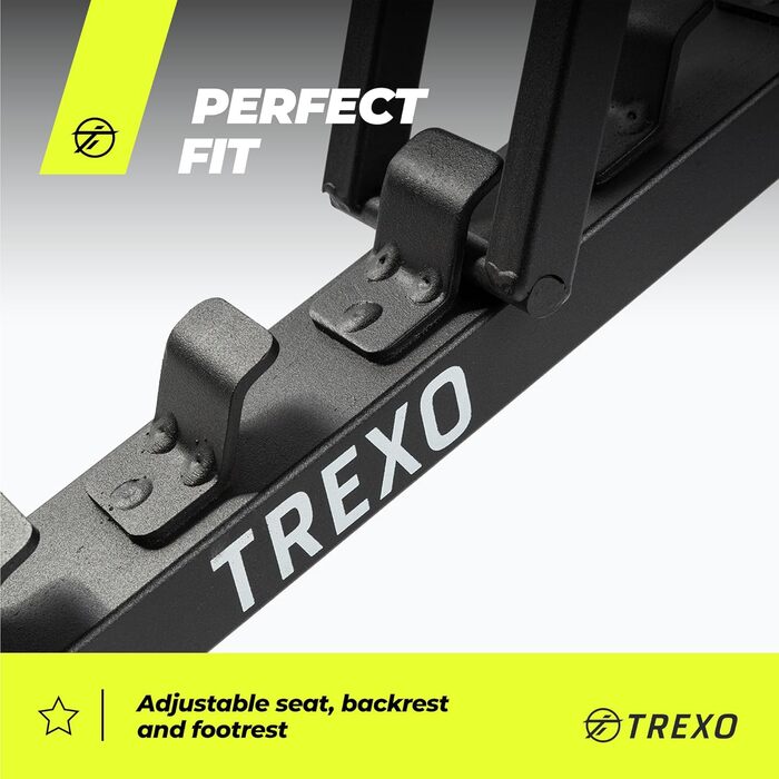 TREXO Регульована лавка для жиму, універсальна тренувальна лавка для дому, сталева конструкція, навантаження до 150 кг, чорна