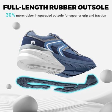 Кросівки FitVille для чоловіків з широкою стопою. Полегка амортизація, дихаючі матеріали, для бігу та занять спортом на відкритому повітрі. Розмір 40 EU, колір: темно-синій з сірим.