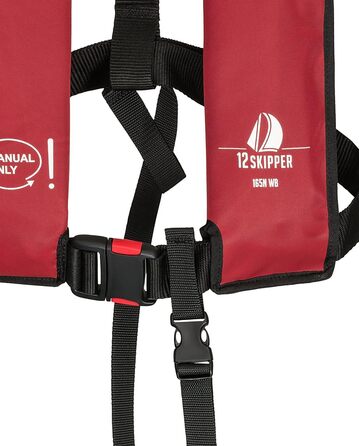 Рятувальний жилет 12skipper 165N, 2 шт, ручне відкривання, червоний, ISO