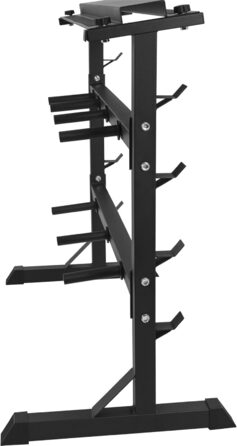 Стійка для гантелей та дисків GORILLA SPORTS, 3 рівня, сталь, 30 мм, до 400 кг, чорна/біла/срібляста