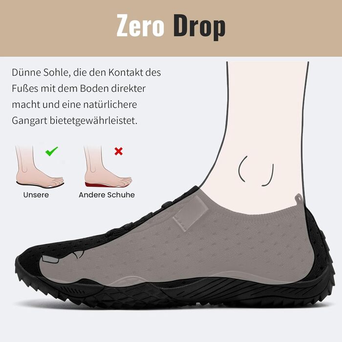 Босижні кросівки для жінок: м'які, дихаючі, для занять спортом та фітнесом, антиковзаючі (44 EU, чорний)