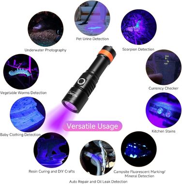 ORCATORCH D530 Підводна Ліхтар, 1300 Люмен LED, вузький промінь 6°, IP68, з індикатором заряду батареї (УФ-ліхтар)
