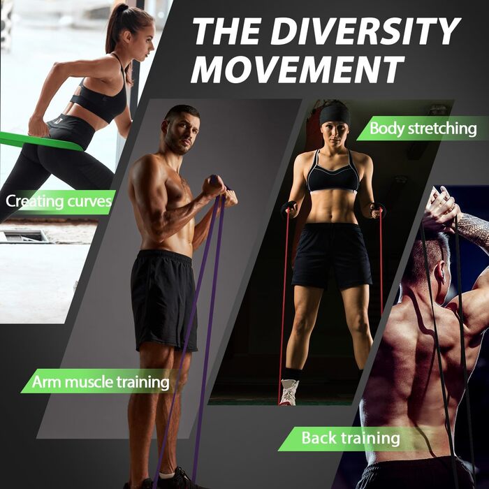 Еластичні гумки LEEKEY для фітнесу та реабілітації - набір для силових тренувань, фітнесу, фізичної терапії та домашніх тренувань