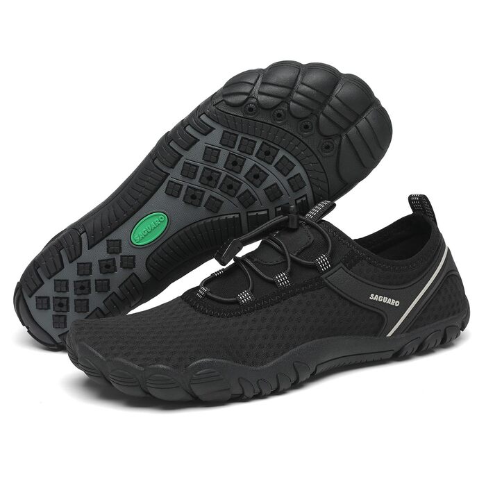 Аквашузи SAGUARO Unisex (чорні) 36-48 EU: Швидковисихаючі водонепроникні тапочки для басейну та пляжу