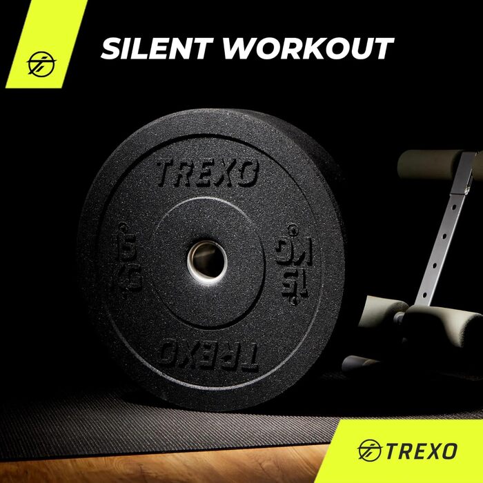 Олімпійський бампер-диск TREXO 15 кг для штанги, гумовий, 50 мм, для кросфіту та силових тренувань