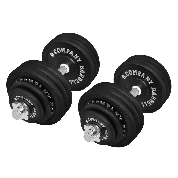 Набір гантелей Guss Kurzhantel-Set 80 кг (2 штанги 45 см, 4 диски 1.25 кг, 4 диски 2.5 кг, 12 дисків 5 кг) - для дому та фітнесу