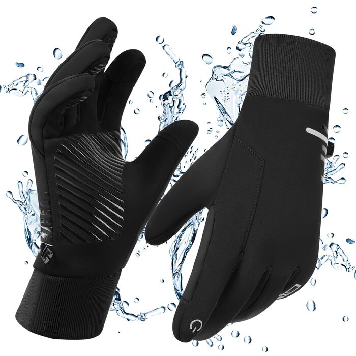 Водонепроникні зимові рукавички KynciLOR для чоловіків та жінок, рукавички для мотоцикла, катання на лижах, велосипеді, бігу, з сенсорним екраном, антиковзким силіконом, XL, чорний