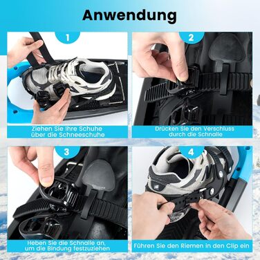 Снігоступи COSTWAY з підйомником, 35-45 розмір, до 90 кг, комплект з трекінговими палками та сумкою (синій, 63 см)