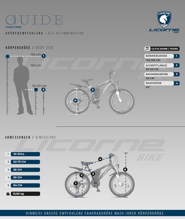 Гірський велосипед Licorne Bike Guide Premium 20 дюймів для дітей, чоловіків і жінок, 21-швидкісний (18 передач у 20-дюймовій версії)