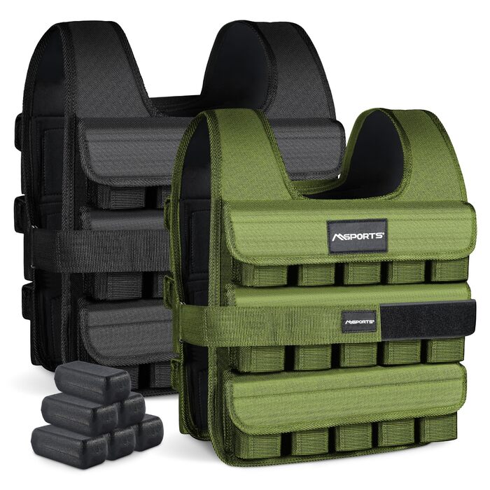 Вага для тренувань MSports Premium, регульована 5-30 кг, жилет для бігу/фітнесу, чорний Military Green