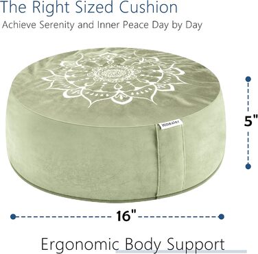 Традиційне медитаційне подушка Hihealer Zafu з льоновим наповнювачем та додатковим оксамитовим чохлом, зелено-блакитного кольору
