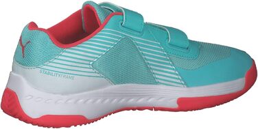 Дитячі спортивні зала-тенісні кросівки PUMA Varion V Jr. 37.5 EU, кольори: Aqua, Sunblaze, White
