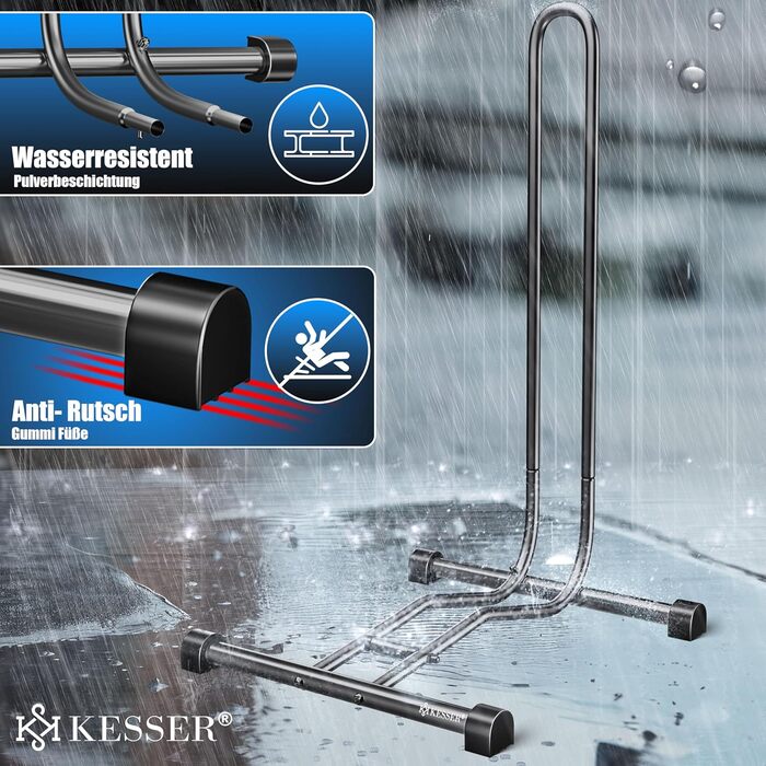 Підставка для велосипеда KESSER® для MTB, E-Bike, Citybike, шосе, з повітряним насосом. Підходить для шини до 65мм. (Антрацит, 2 шт.)
