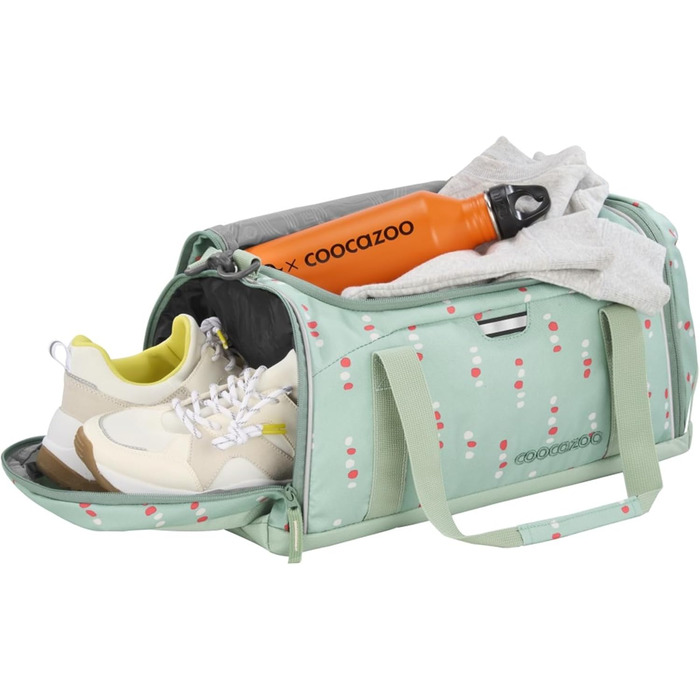 Спортивна сумка coocazoo Dancing Dots, чорна з червоним, 20 л, від 3 класу, основне відділення, відсік для вологих речей, бічна кишеня, світловідбивачі