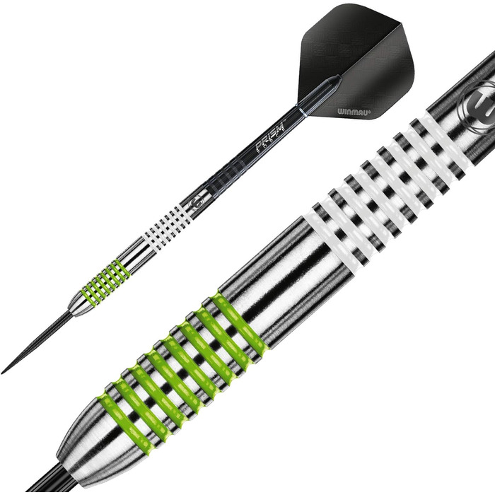 Дротики WINMAU Ton Machine 21 г, професійні, вольфрамові, сталевий наконечник, з оперенням і стрижнями