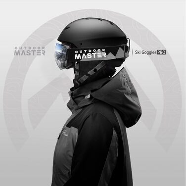 Гірськолижні маски OutdoorMaster Pro – безрамкові, змінні лінзи, 100% UV400 захист, для жінок та чоловіків, чорний каркас, лінза Revosilver, VLT 10%