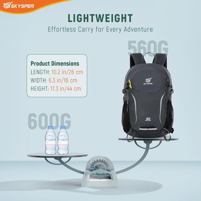 Рюкзак для походів SKYSPER 20L – легкий, компактний, унісекс, туристичний, екологічний, для спорту та активного відпочинку
