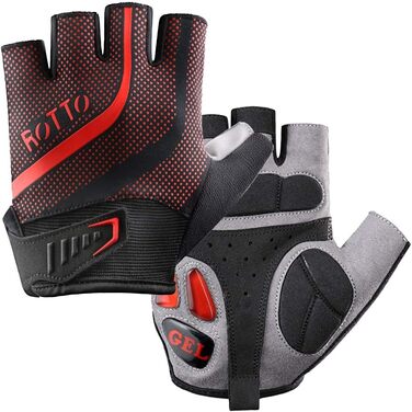 Велосипедні рукавички ROTTO MTB для чоловіків та жінок з гелевою та SBR-подушкою, B-Чорний-Червоний, XL