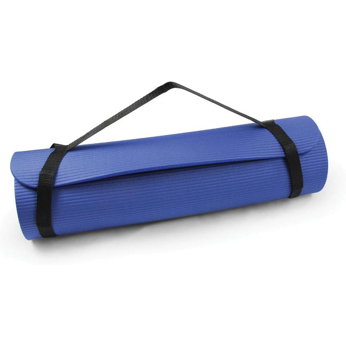 Фітнес-мат Fitness Mad для йоги та гімнастики, синій, 182×58 см, NBR піна, антибактеріальна поверхня, з ременем для перенесення, для дому і спортзалу