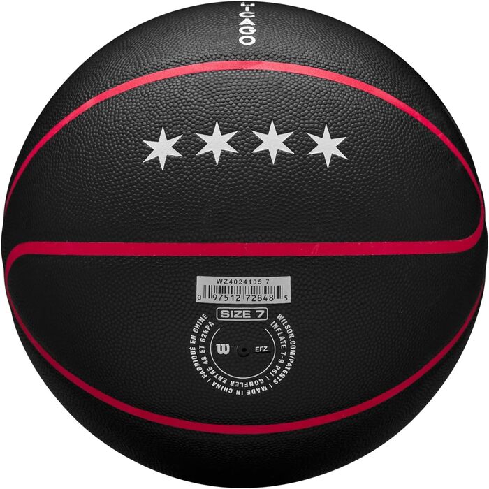 Баскетбольний м'яч Wilson NBA Team City Chicago Bulls, розмір 7, для вулиці та залу, чорний, унісекс