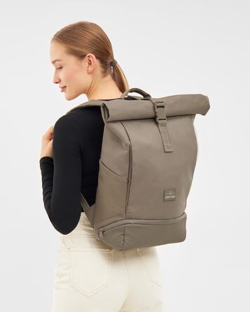 Рюкзак Johnny Urban Allen Medium сірий, ролтоп, 15 л, водостійкий, для ноутбука, універсальний для жінок і чоловіків, еко матеріали, для міста, бізнесу, університету, велосипеду