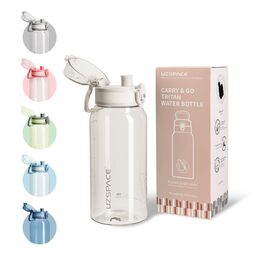 Дитяча пляшка для води UZSPACE 600 мл, спортивна, непроливальна, для школи, прогулянок, білого кольору
