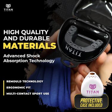 Капа для боксу Titan Armour® подвійна, для дорослих та дітей, індивідуальна, рожева. З кейсом. Для контактних видів спорту (бокс, регбі, MMA, хокей)