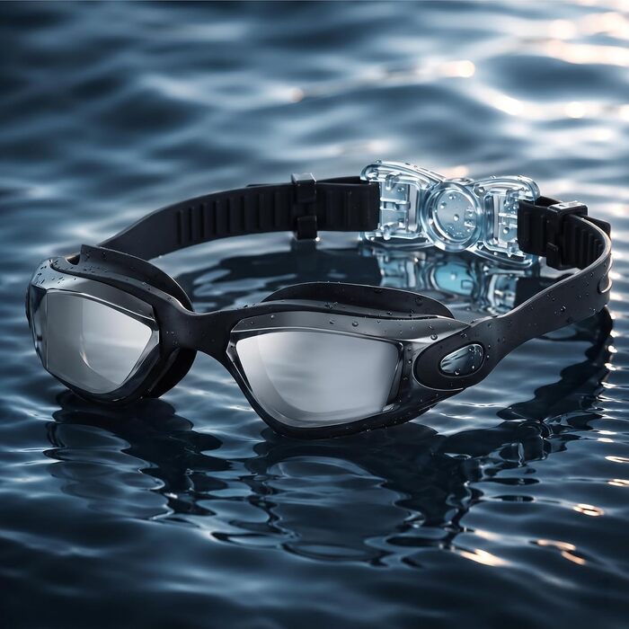 Окуляри для плавання чоловічі та жіночі Schwimmbrille, антифог, чорні