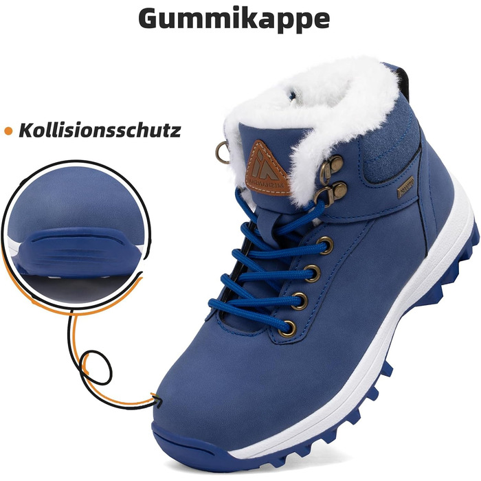 Черевики зимові Mishansha для хлопчиків, водонепроникні, Outdoor, трекінг, піші прогулянки, коричневі, 28 EU, блакитні