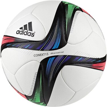 Офіційний футбольний м'яч adidas Conext 15, розмір 5, білий/чорний/зелений/червоний/синій, преміум-якість
