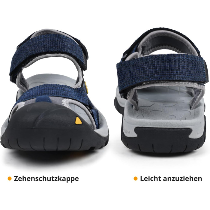 Чоловічі сандалі для пляжу, гір та трекінгу з текстильними ремінцями, водонепроникні, сині (43 EU)